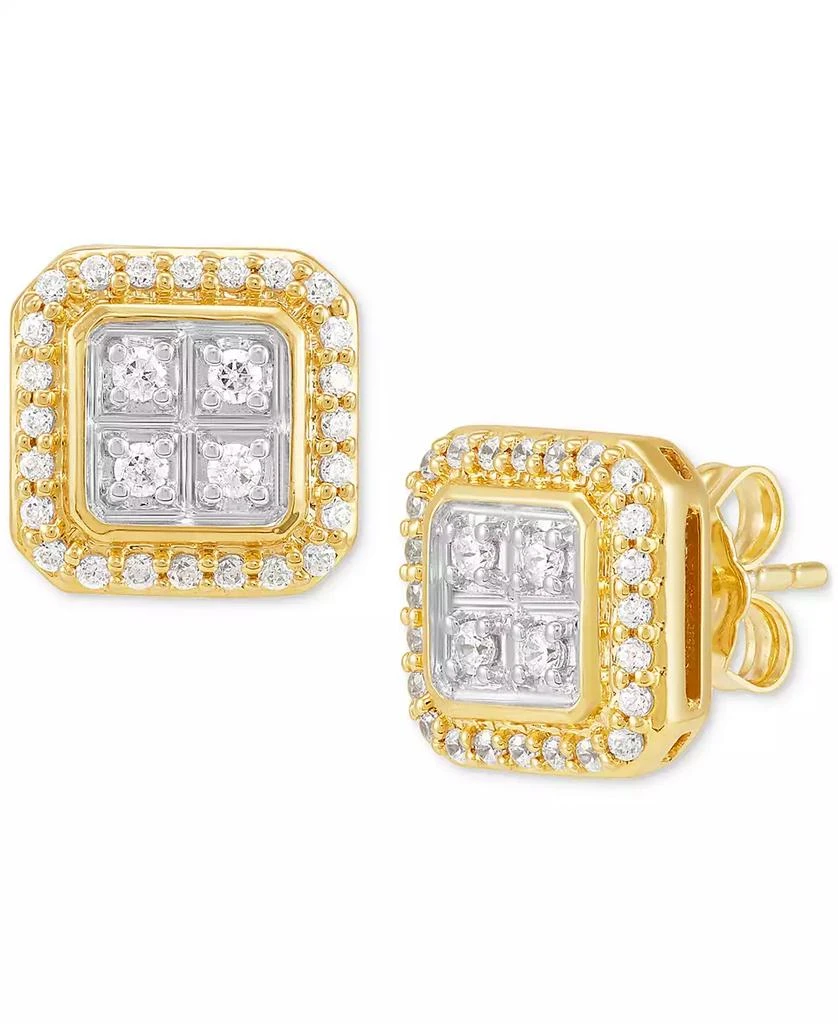 Grown With Love Men's Lab Grown Diamond Square Halo Cluster Stud Earrings (1/2 ct. t.w.) in 10k Gold 1