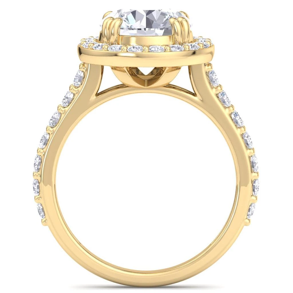 SSELECTS 4 Carat Round Lab Grown Diamond Halo Engagement Ring In 14K Yellow Gold G-H, Vs2 3