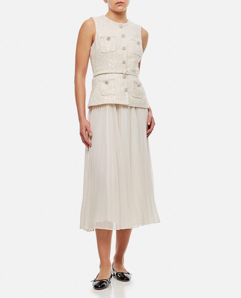 Self-Portrait スパンコール SEQUIN BOUCLE TAILORED MIDI DRESS Cream Sequin Boucle Tailored Midi Dress – self-portrait-US