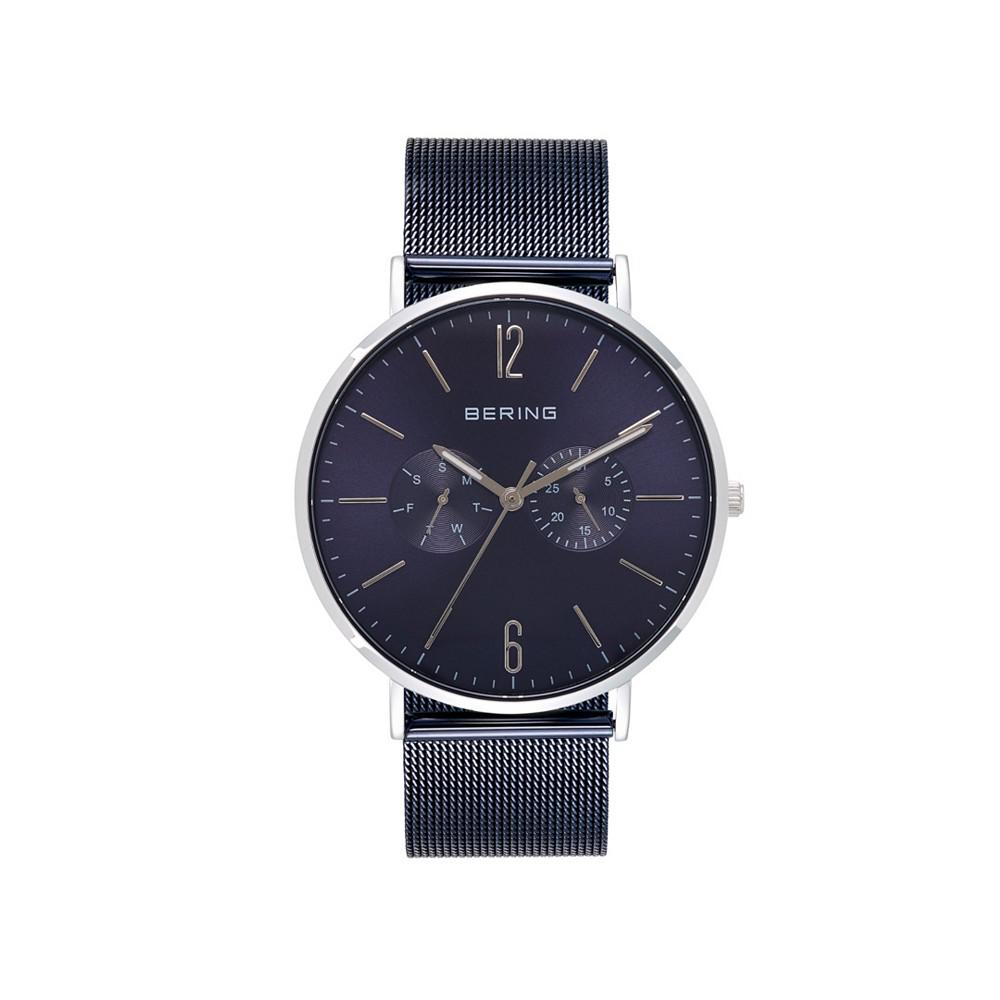 Bering Men's Multi-Function Blue Stainless Steel Mesh Bracelet Watch 40mm