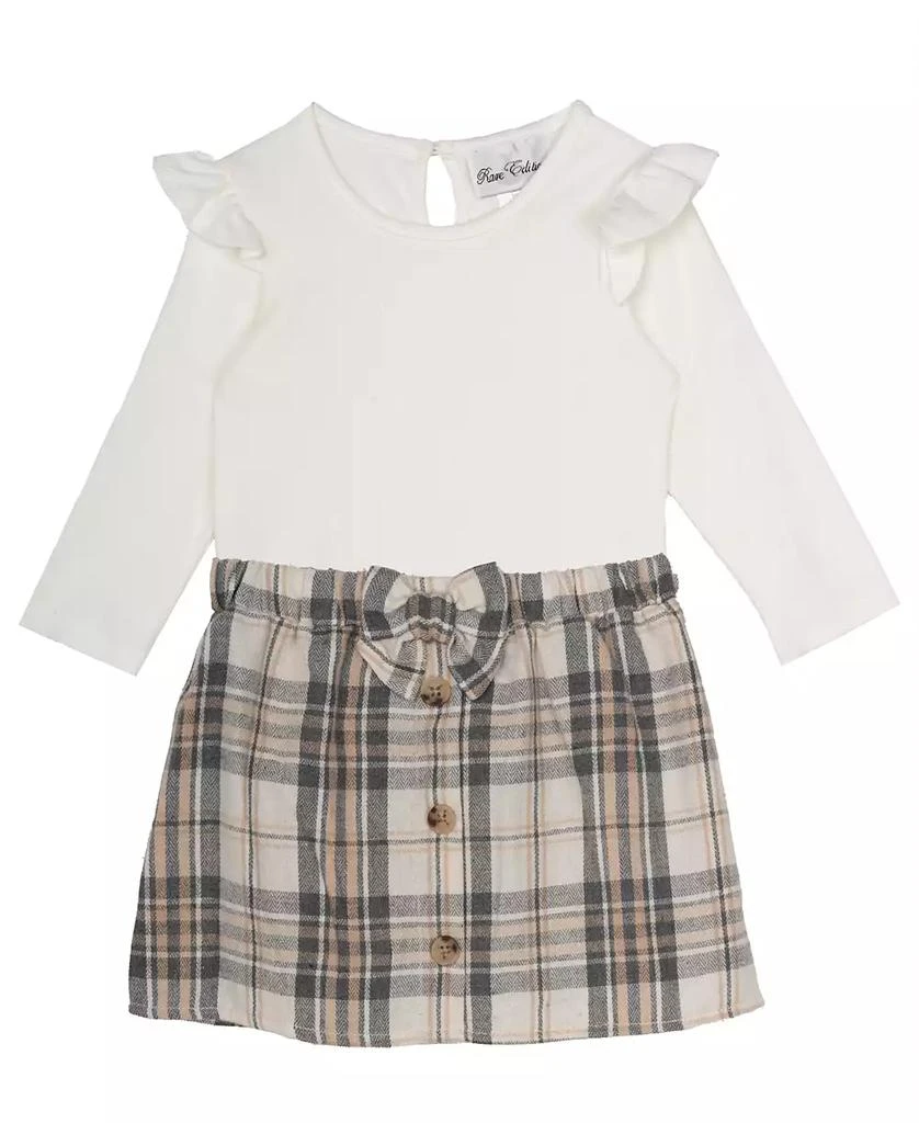 Rare Editions Baby Girl Rib Knit Body Suit with Skirt Plaid Skirt, 2-Piece Set 1