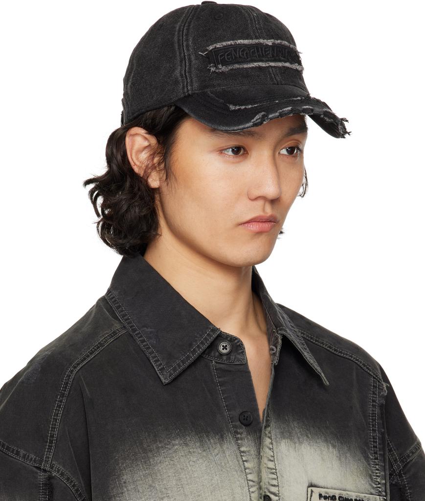 Feng Chen Wang Black Denim Baseball Cap