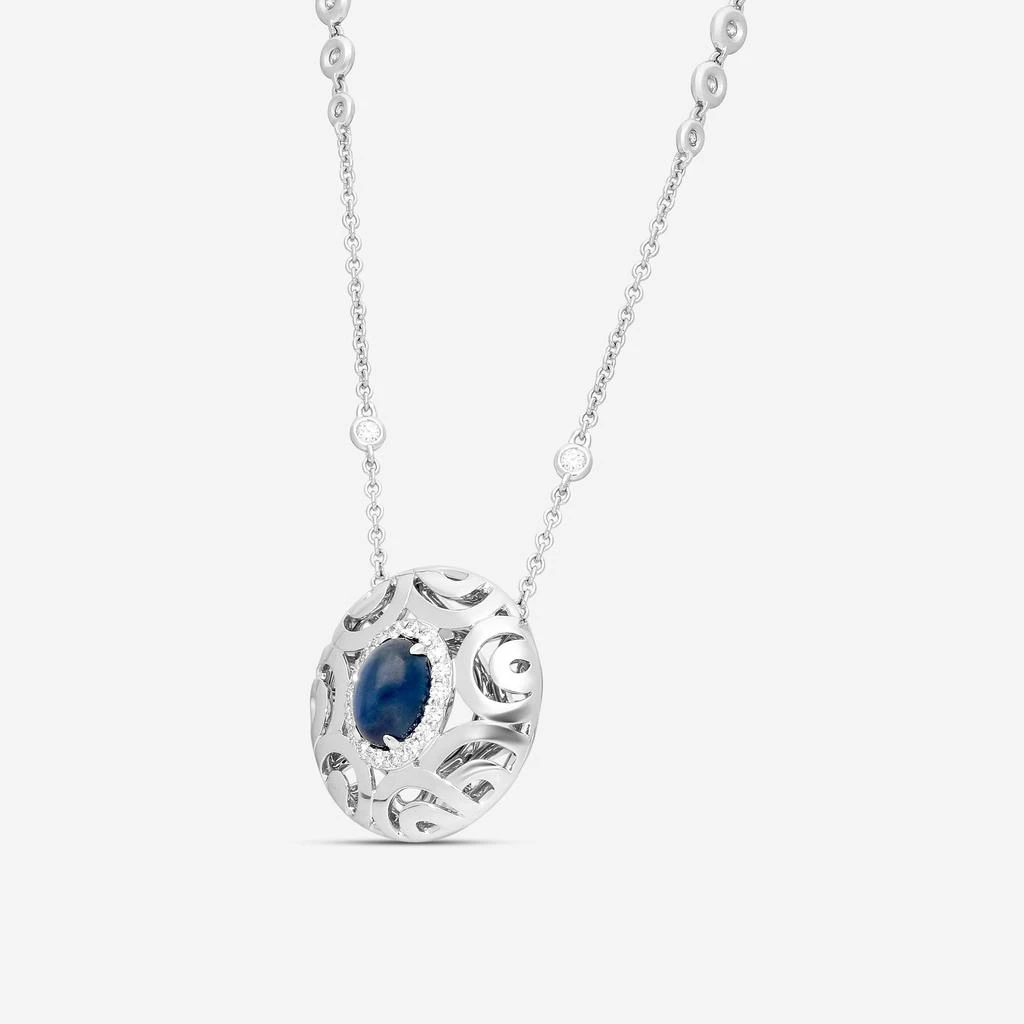 Crivelli Crivelli Ricami Luci 18K White Gold Diamond 
Sapphire Pendant Necklace 000-3858NS 2