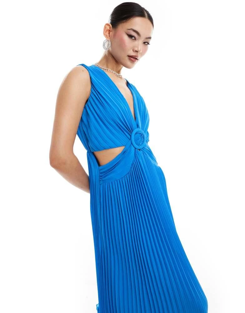 Style Cheat Style Cheat plisse maxi dress with cut out detail in cobalt 2