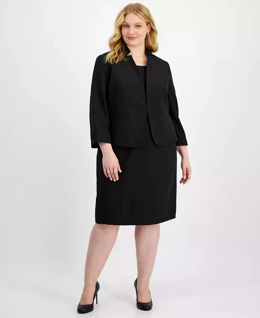 Le Suit Plus Size Cutout Kissing Jacket & Sheath Dress Suit 1