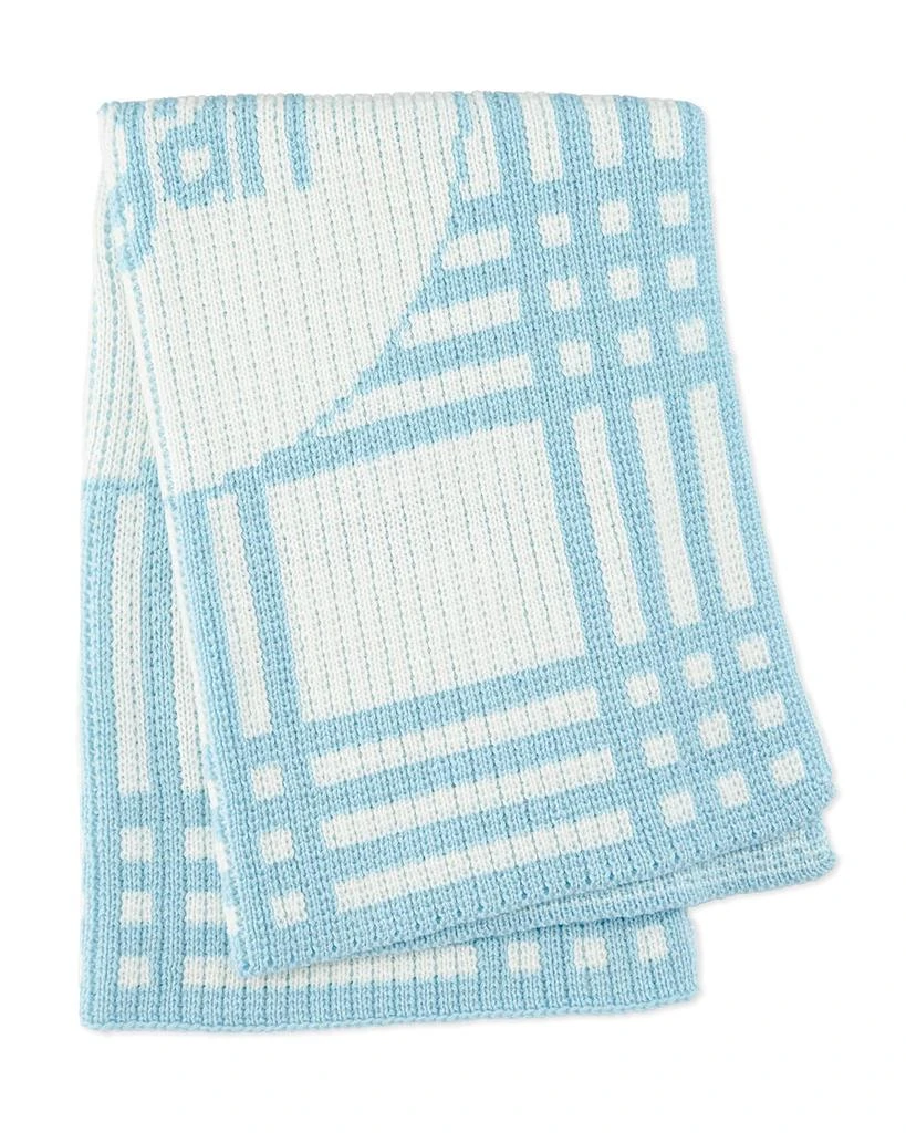 Butterscotch Blankees Personalized Plaid Knit Baby Blanket, Light Blue 2