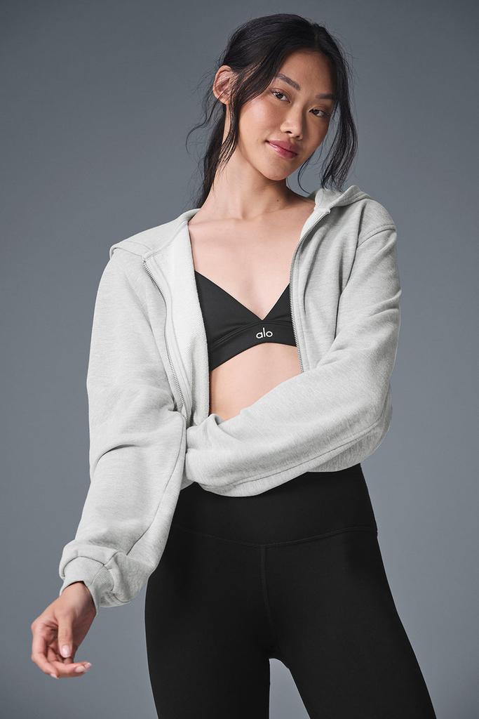 Alo Sweet Escape Zip Up Hoodie - Athletic Heather Grey - Hoodies