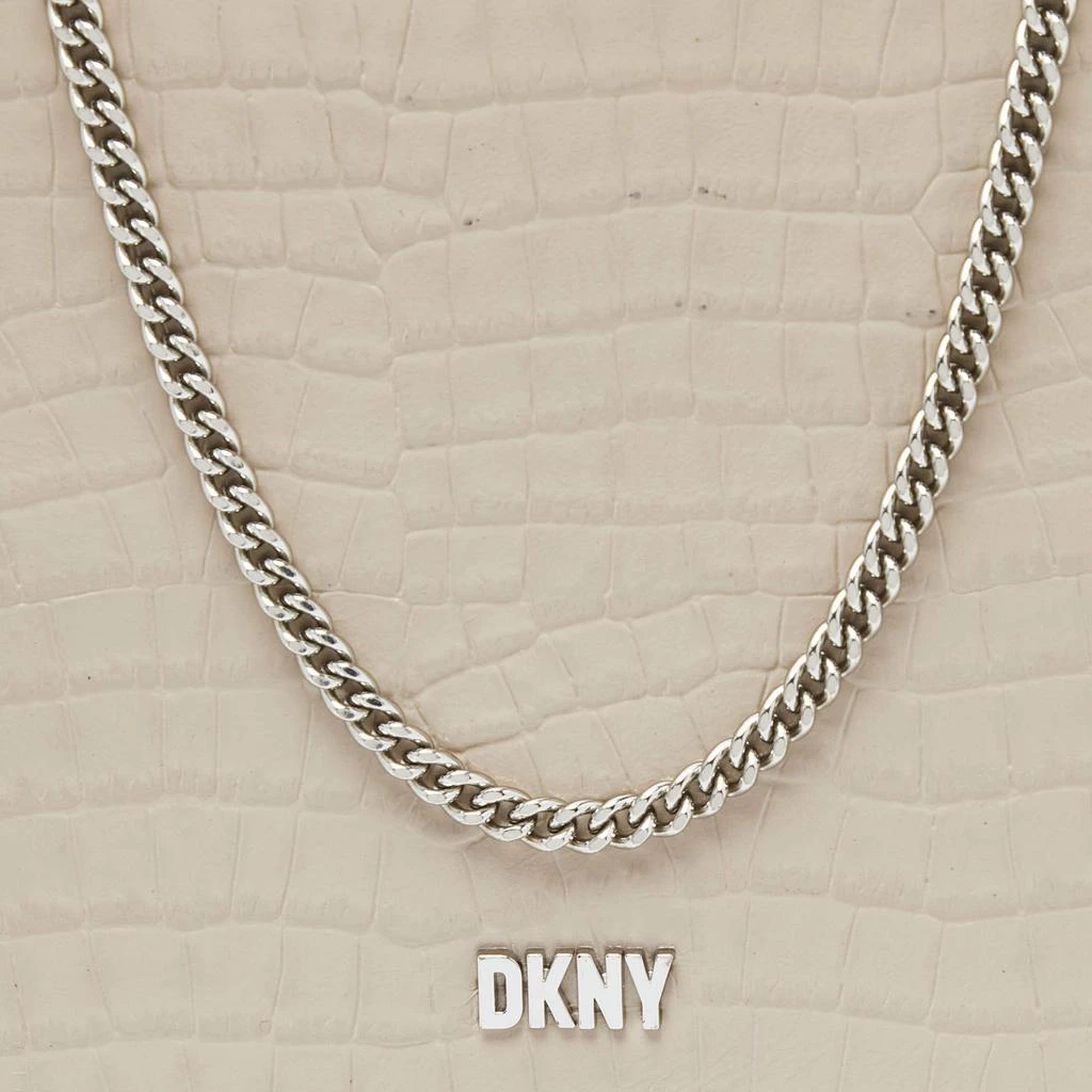 DKNY DKNY Beige Croc Embossed Leather Logo Flap Chain Shoulder Bag 5