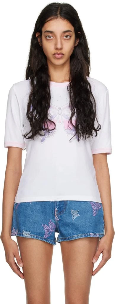 Ganni White Butterfly T-shirt 1