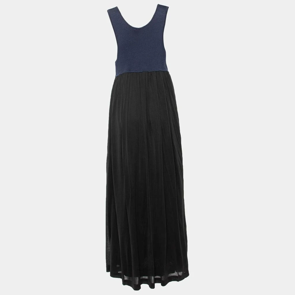 Chloé Chloe Navy Blue Knit & Black Skirt Detail Maxi Dress M 2
