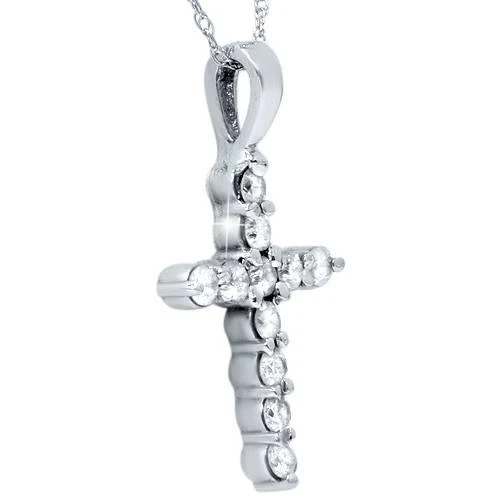 Pompeii3 1/2ct Diamond 14K White Gold Cross Pendant Necklace 2