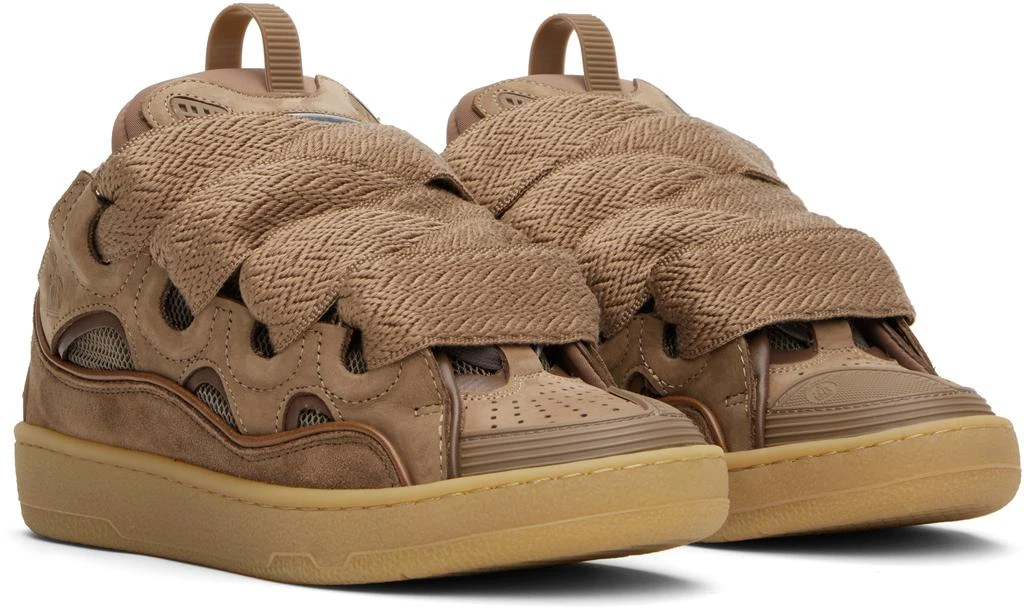 Lanvin SSENSE Exclusive Brown Leather Curb Sneakers 4