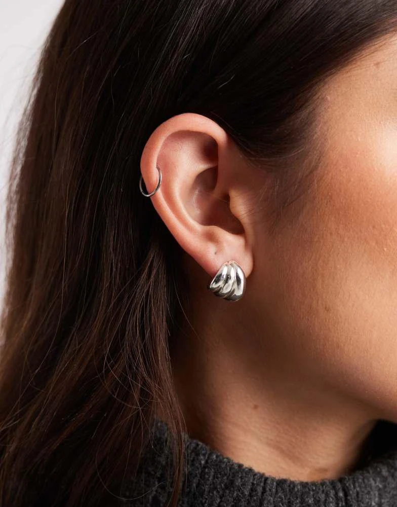 Accessorize Accessorize Z chunky ridge earrings in 925 sterling silver 2