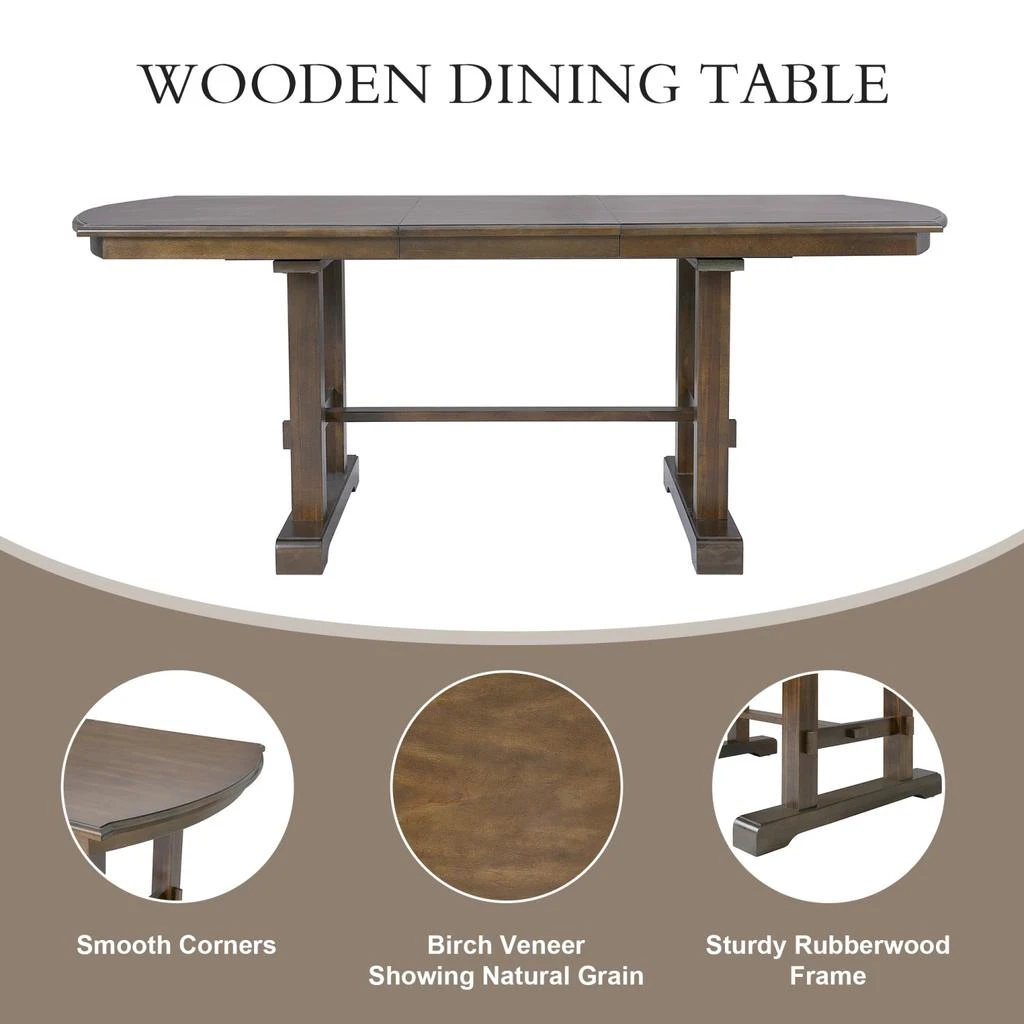 Streamdale Furniture Streamdale 60-78" Extendable Farmhouse Dining Table 5