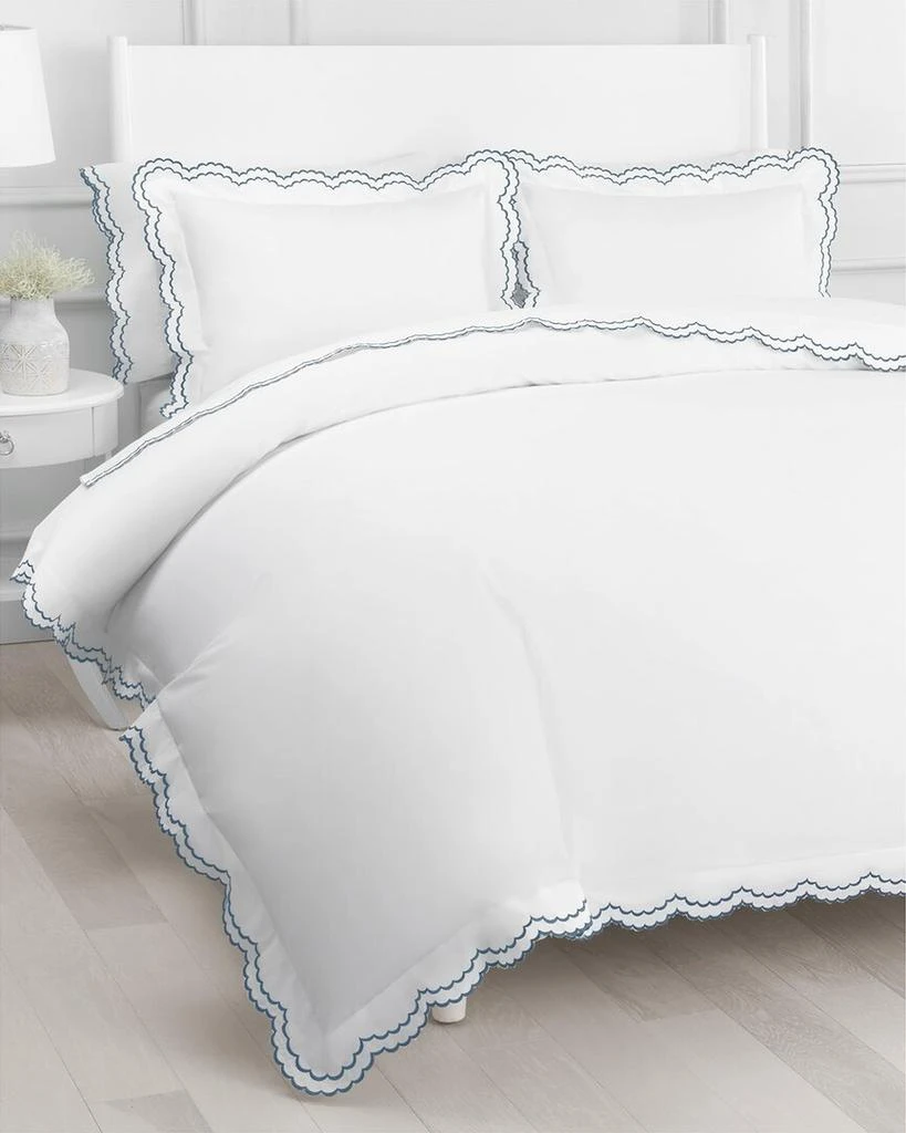 Melange Home 300 Thread Count Percale Cotton Double Scalloped Embroidered  Duvet