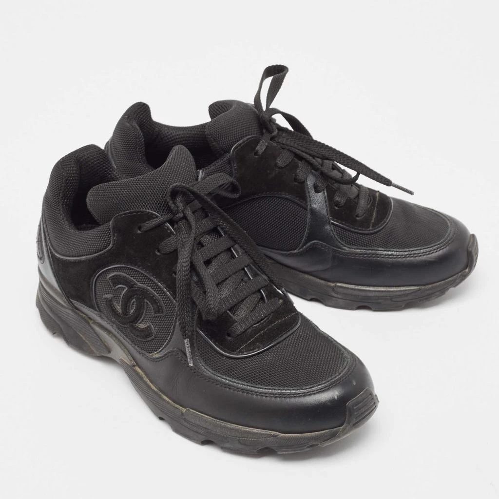 Chanel Chanel Black Mesh and Suede CC Low Top Sneakers Size 37 4