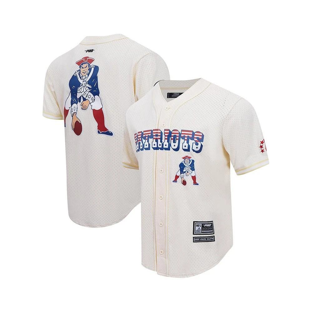 Pro Standard Men's Cream New England Patriots Retro Classic Mesh Button-Up Shirt 1