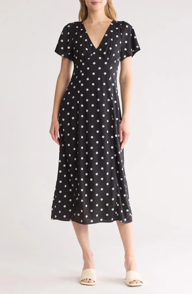 Madewell Polka Dot Flutter Sleeve Dress 1