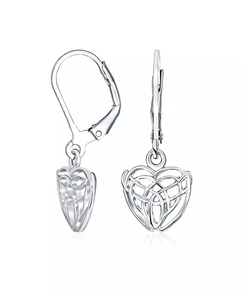 Bling Jewelry Delicate Celtic Knot Dangle Earrings Sterling Silver Heart Shape BFF Friendship