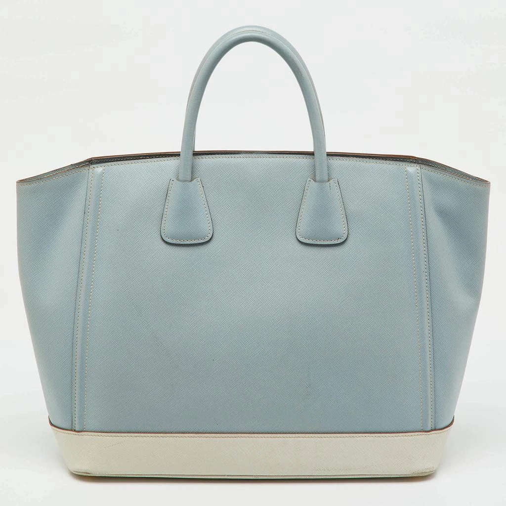 Prada Prada Light Blue/White Saffiano Lux Leather Large Shopper Tote 4