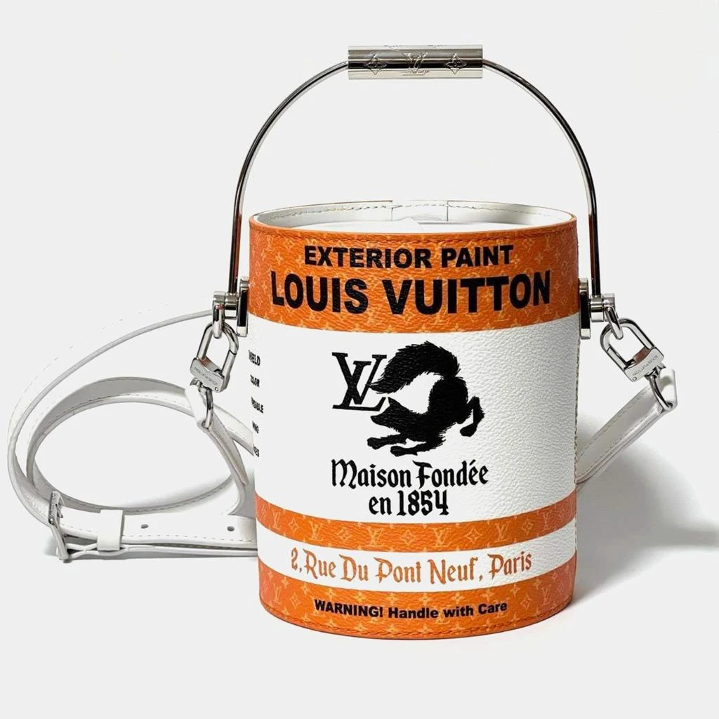 Louis Vuitton Louis Vuitton White Coated Canvas Graphic Print Monogram Paint Can Bag 1