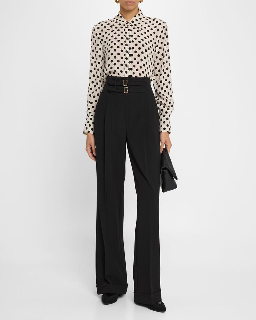 Marella Conio Polka Dot Silk Crepe De Chine Shirt