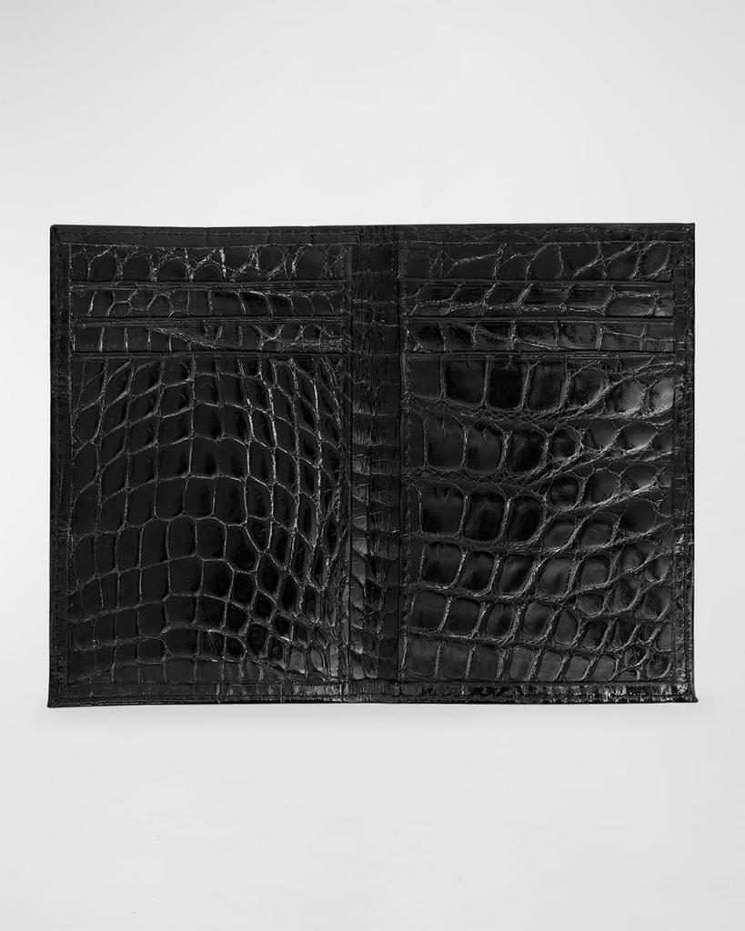 Abas Men's Glazed Alligator Leather Bifold Card Case
