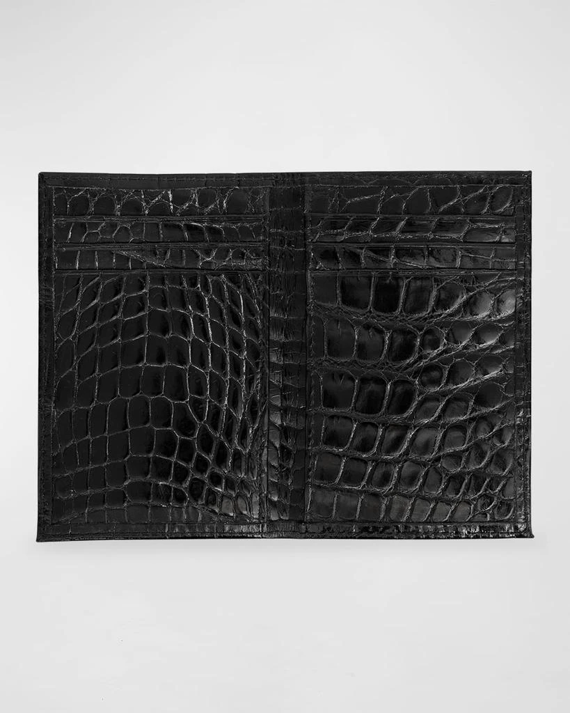 Abas Men's Glazed Alligator Leather Bifold Card Case 2