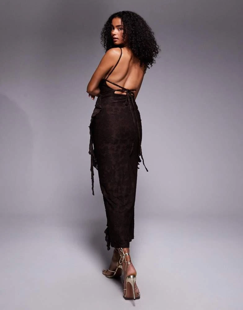 navy blue dress for baby girl ASOS DESIGN devore lace ruffle strappy back maxi dress in chocolate – On  Sale Now with Up to 21% Off