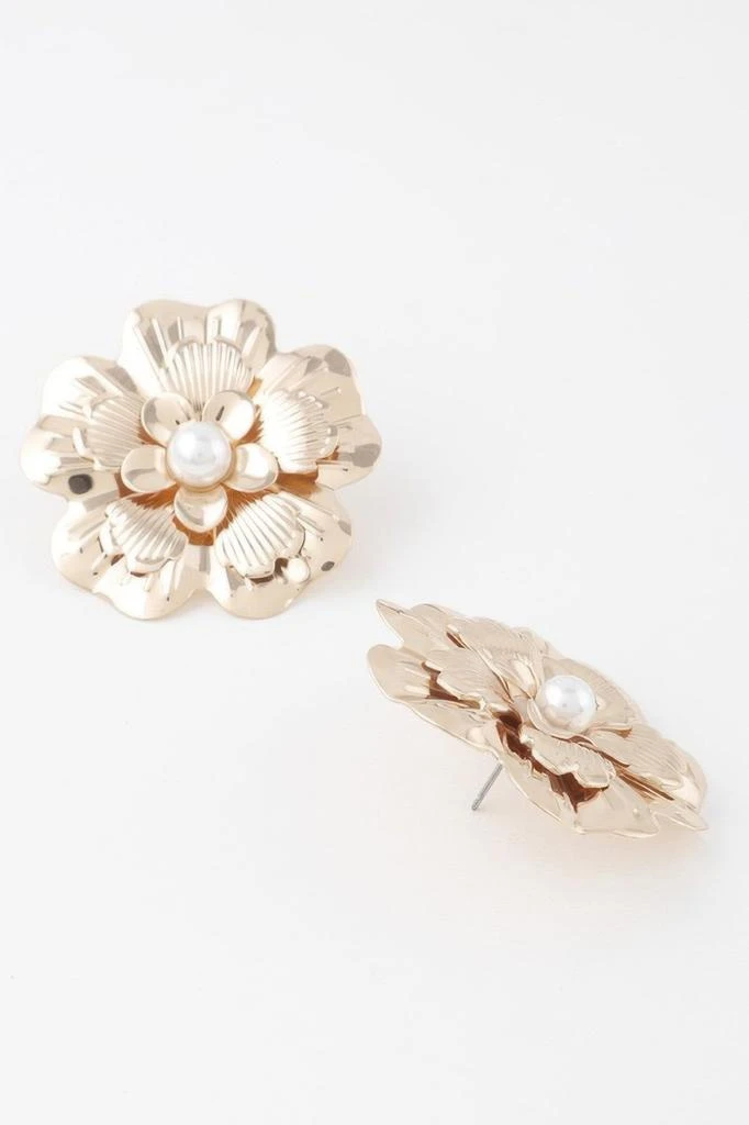 TRUEDAMES Pearl Flower Stud Earrings 2