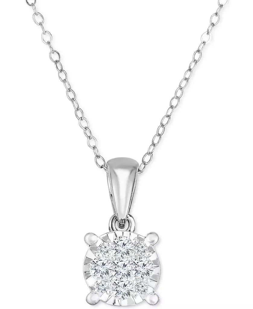 TruMiracle Diamond Round Cluster 18" Pendant Necklace (1/2 ct. t.w.) in 14k White Gold 1