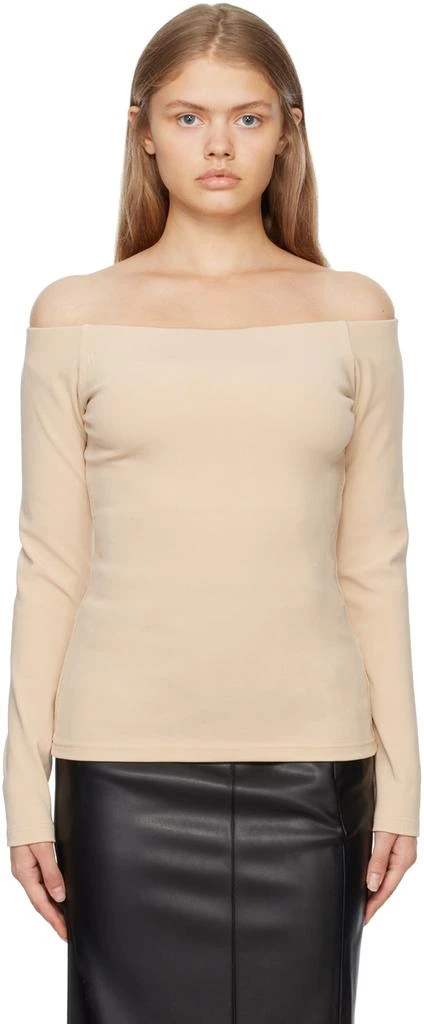 Esse Studios SSENSE Exclusive Beige Off-The-Shoulder Long Sleeve T-Shirt 1