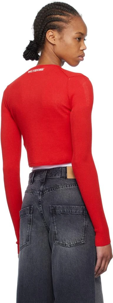 We11done Red Ribbed Tight Knit Cardigan 3