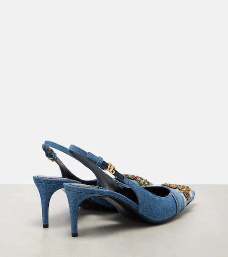 Dolce 
Gabbana Embellished 60 denim slingback pumps 2