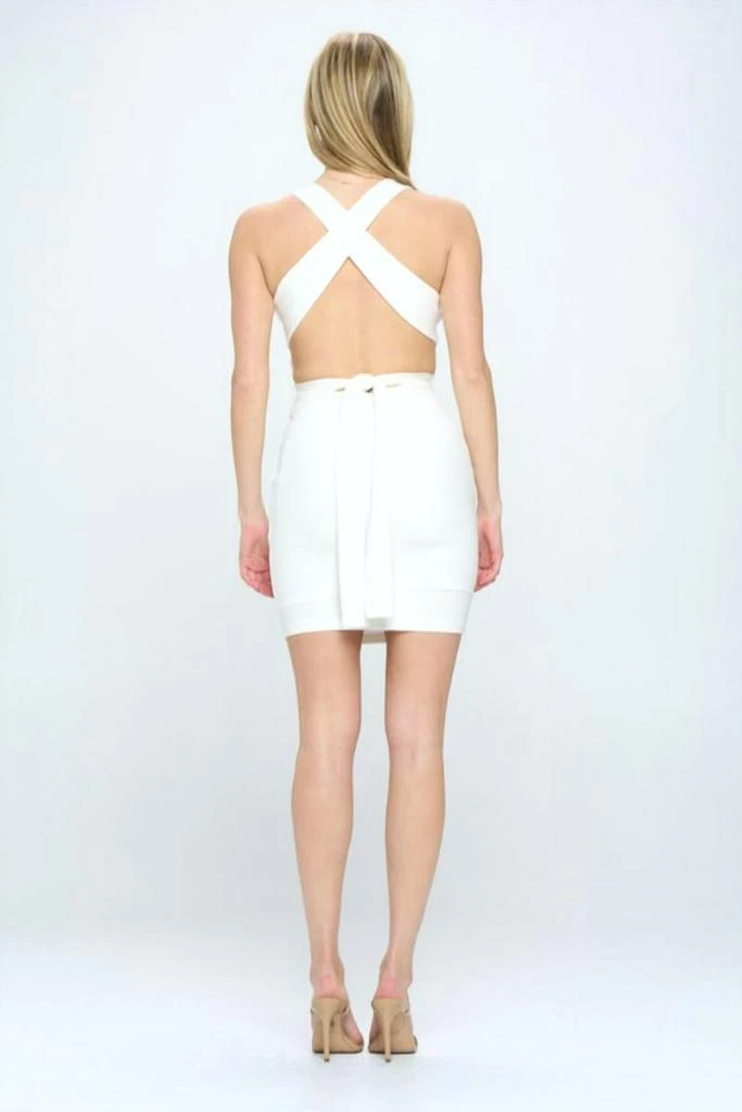 Saints + Secrets Ribbed Mini Dress In White 3