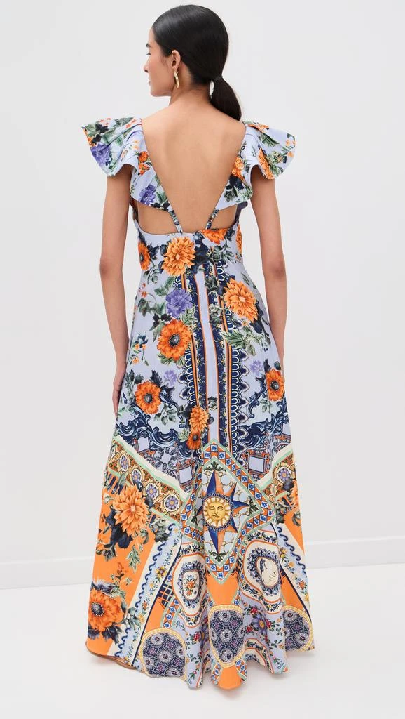 Camilla Tie Front Frill Sleeve Long Dress 2