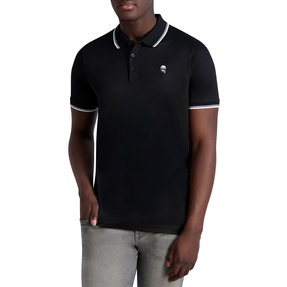 KARL LAGERFELD PARIS Men's Slim-Fit Karl Patch Tipped Polo Shirt