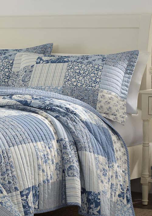 Laura Ashley Ashley Paisley Patchwork Cotton Quilt Sham Set