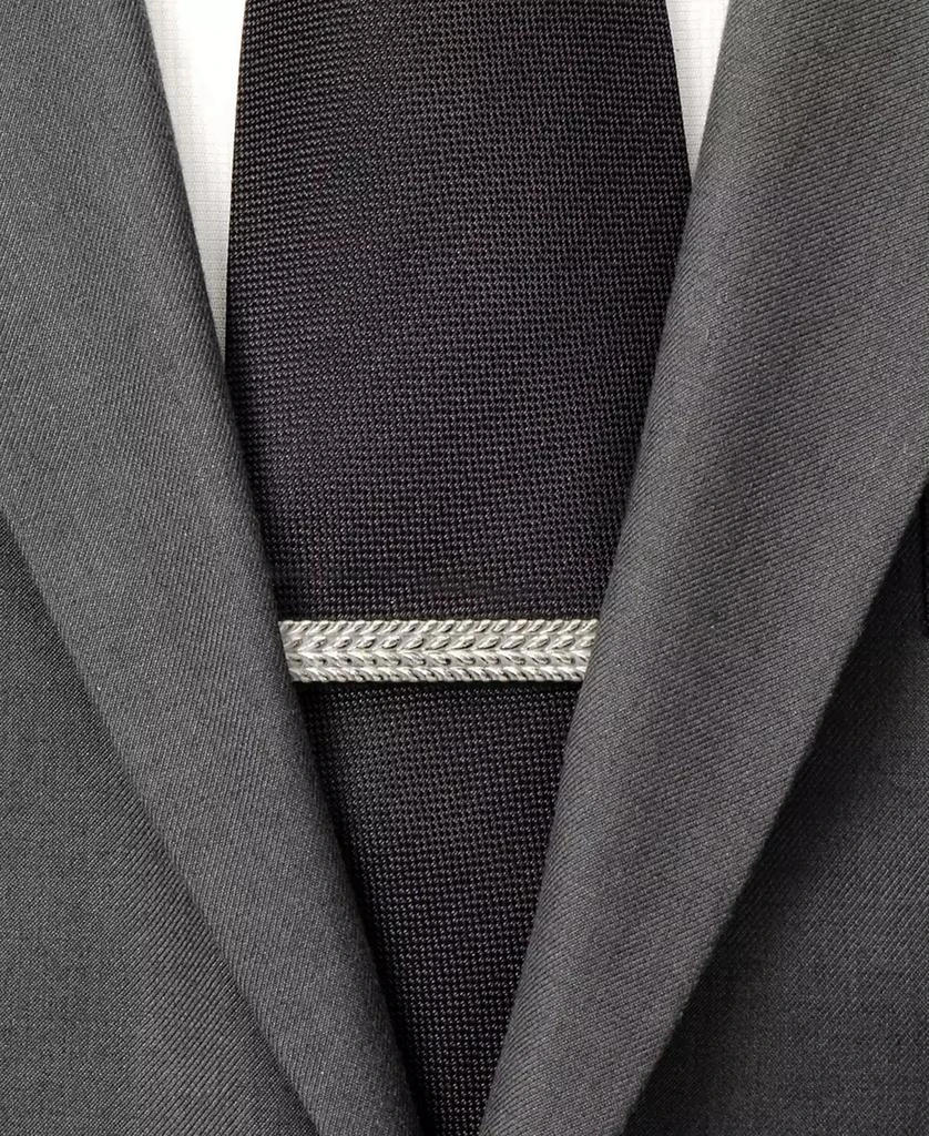 Ox and Bull Trading Co. Men's Antique Silver Herringbone Tie Clip 3