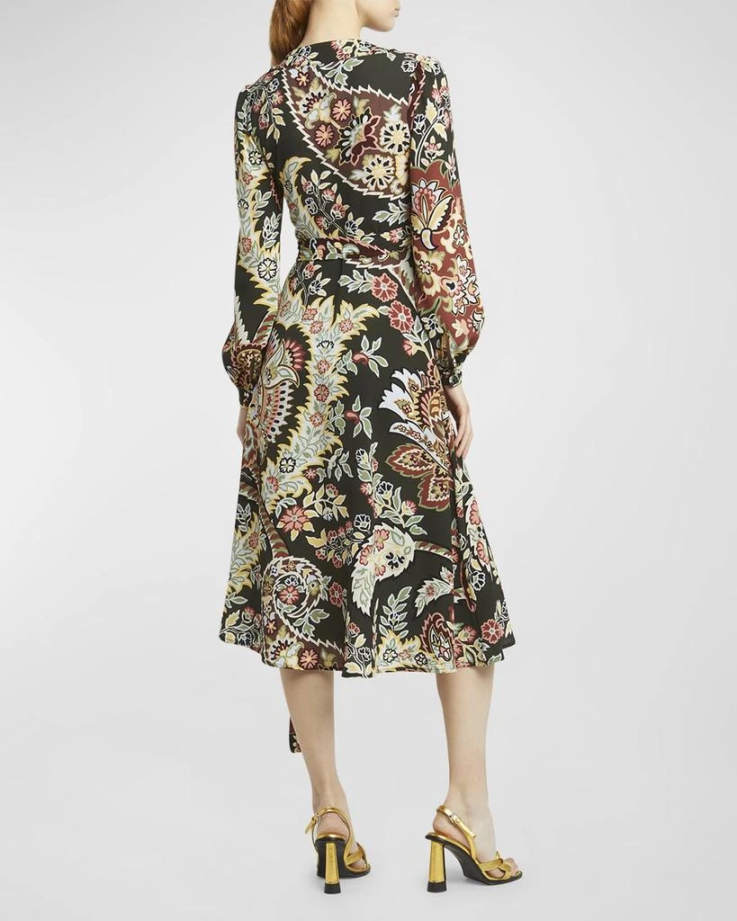 ETRO Blossom-Print Long-Sleeve Midi Wrap Dress 6