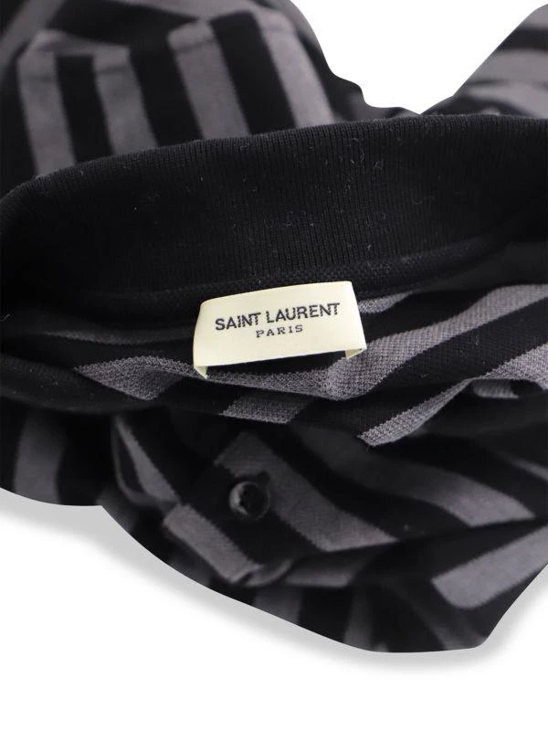 Yves Saint Laurent Saint Laurent Striped Polo Shirt In Black And Grey Cotton 3