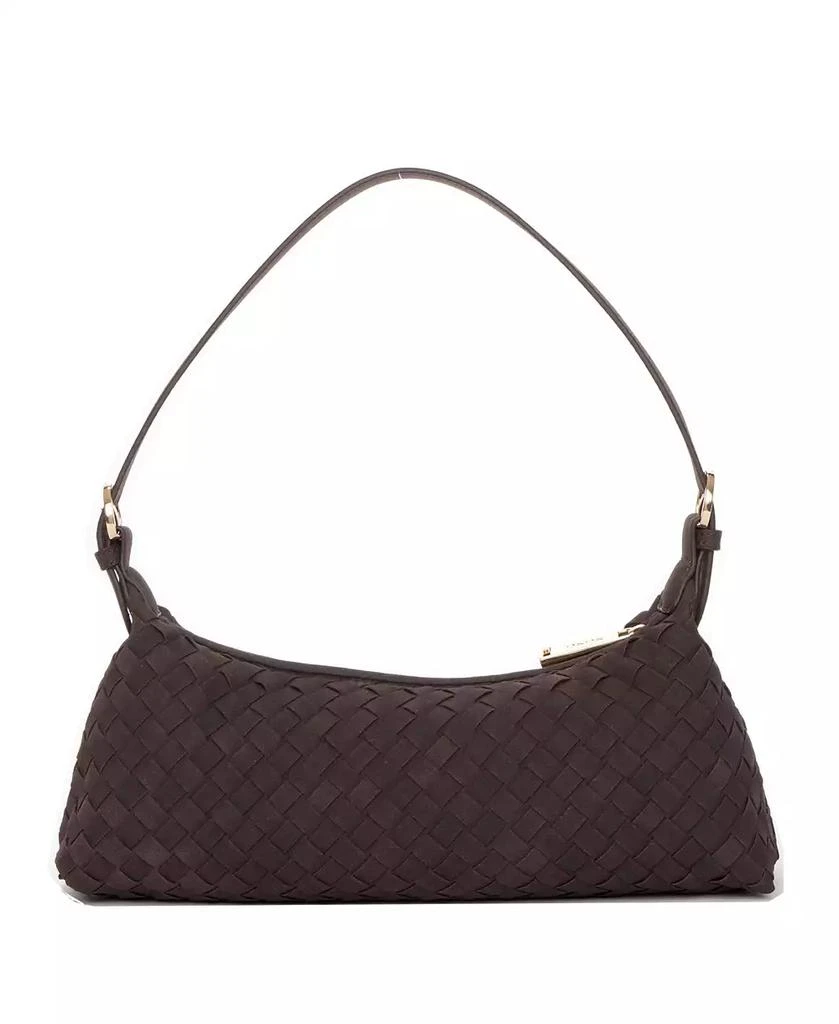 SUSU Woven Suede Baguette Bag with Crossbody Strap