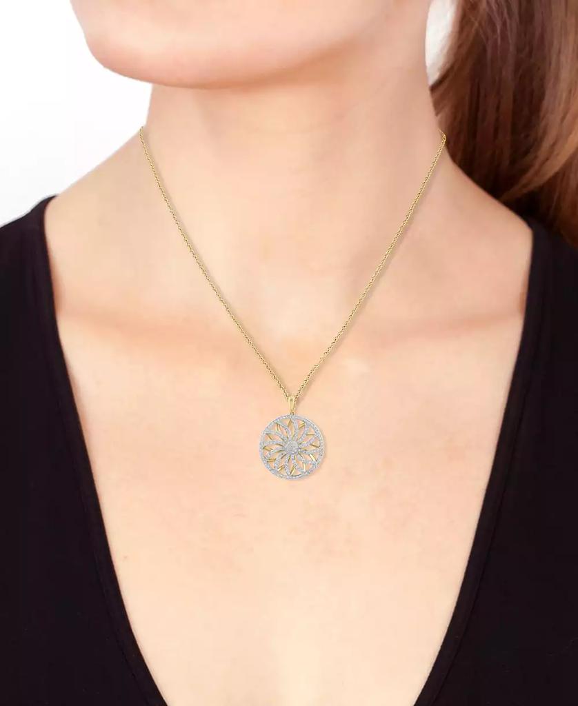 Effy EFFY® Diamond Floral Wheel Pendant Necklace (3/4 ct. t.w.) in 14k Gold, 17" + 1" extender