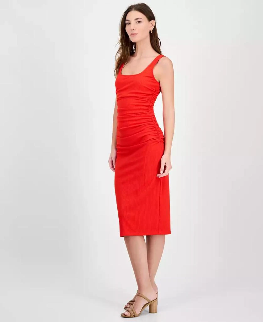 Bar III Women's Ribbed-Knit Square-Neck Ruched Dress, Exclusively at Macy's 2