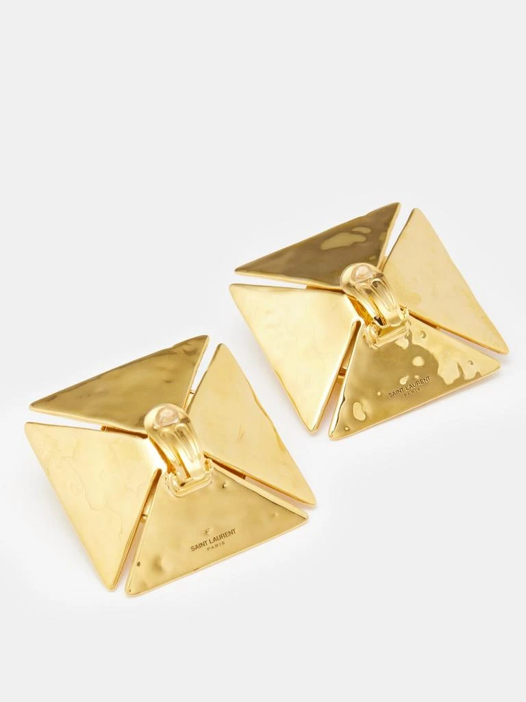 Saint Laurent Pearly square gold-tone clip earrings 4