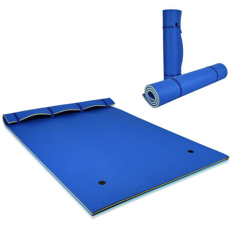 Hivvago 9' x 6' 3 Layer Floating Water Pad Foam Mat -Blue