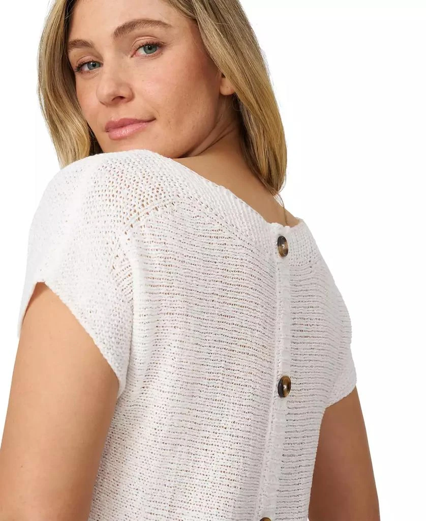 Melissa Paige Women's Button-Back Short-Sleeve Tape-Yarn Sweater 4