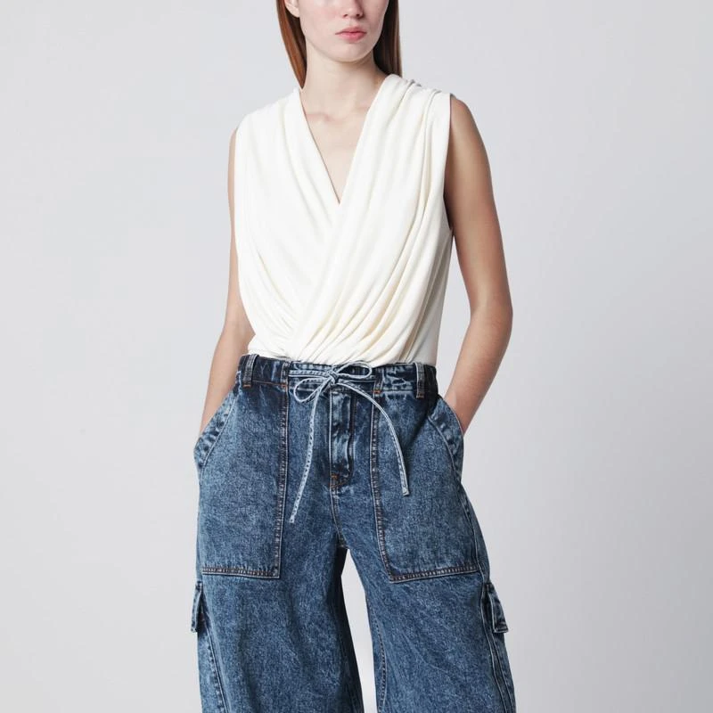 Alaïa Cream viscose bodysuit with hood