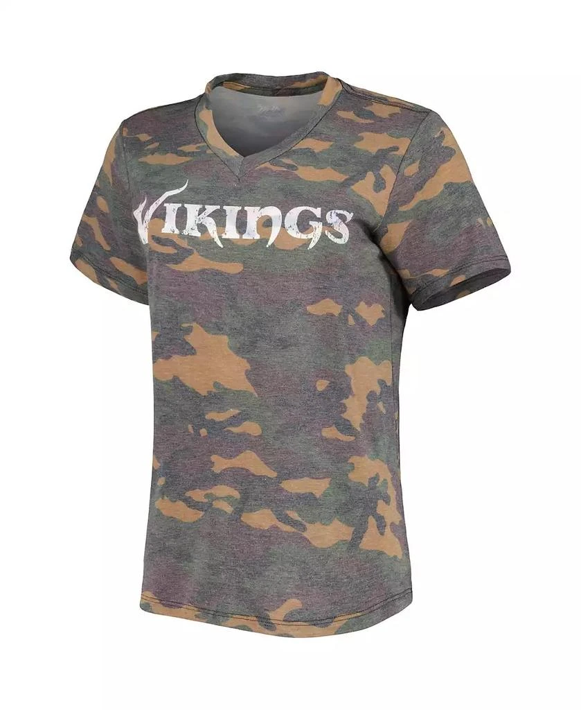 Majestic Women's Justin Jefferson Camo Distressed Minnesota Vikings Name and Number Tri-Blend V-Neck T-shirt 3