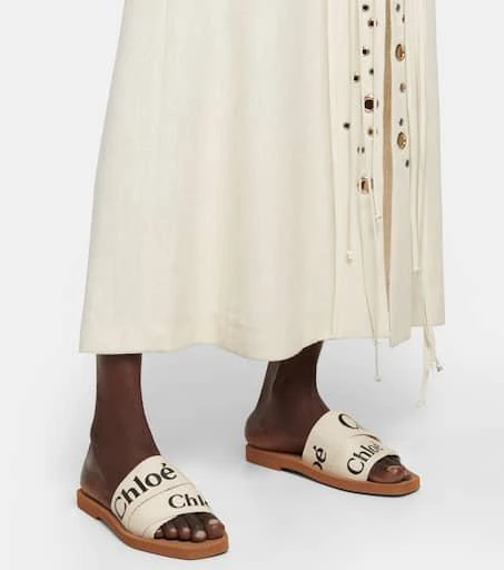 Chloé Woody canvas slides 4